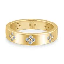 Nhẫn hình cỏ bốn lá tối giản, mạ vàng 18K đính đá Zirconia, nhẫn cưới sang trọng tinh tế dành cho nữ. - Vàng - Xem 9