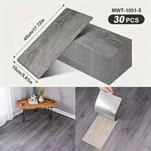 30 Stück luxuriöse Holzmaserung Vinyl Peel & Stick Bodenfliesen, 178"X5,9", wasserdicht und langanhaltend selbstklebender Bodenbelag - einfache DIY-Installation für elegante Schlafzimmer- und Wohnzimmer-Dekoration - 30 Stück Bodenaufkleber - Übersicht 3