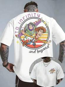 Disney-Toy Story Collaboration Pure Cotton Short Sleeved T-Shirt Men's Summer Loose Plus Size Top Woody Buzz Lightyear Cartoon Printed Casual Half Sleeved Parent-Child Outfit - trắng - Xem 1