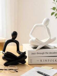 Abstract Reading Sitting Figure Art Decor, Home Study Bookshelf, Office Desk Ornament Decoration - Reading - View 2