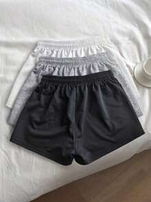 Shorts bordados para mujer, shorts casuales de playa para primavera/verano - Negro - Ver 2