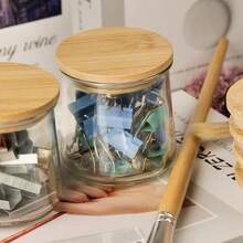 Set Of 7 8cm Reusable Airtight Glass Storage Lids For Bamboo Lids - 7 piezas por juego - Ver 10