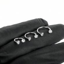 AVYRING 1/3件套不锈钢鼻环马蹄形鼻中隔穿孔钉套装圆形锆石耳软骨耳屏耳廓穿孔饰品20G 0.8mm 6mm 7mm 8mm - 彩色 - 查看 2