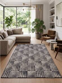 Modern Non-Slip Kitchen Runner Rug, Washable Minimalist Floor Mat for Home Decor, Bedroom, Livingroom Rug, Made in Turkiye 80x200 cm, 80x300 cm,100x200 cm, 120x180 cm - 黑與白 - 查看 1