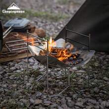 CAMPINGMOON 便携式户外折叠篝火烧烤炉 折叠式不锈钢烧烤炉 紧凑型露营柴火燃烧平台 SOLO-A4 - 銀色 - 查看 3