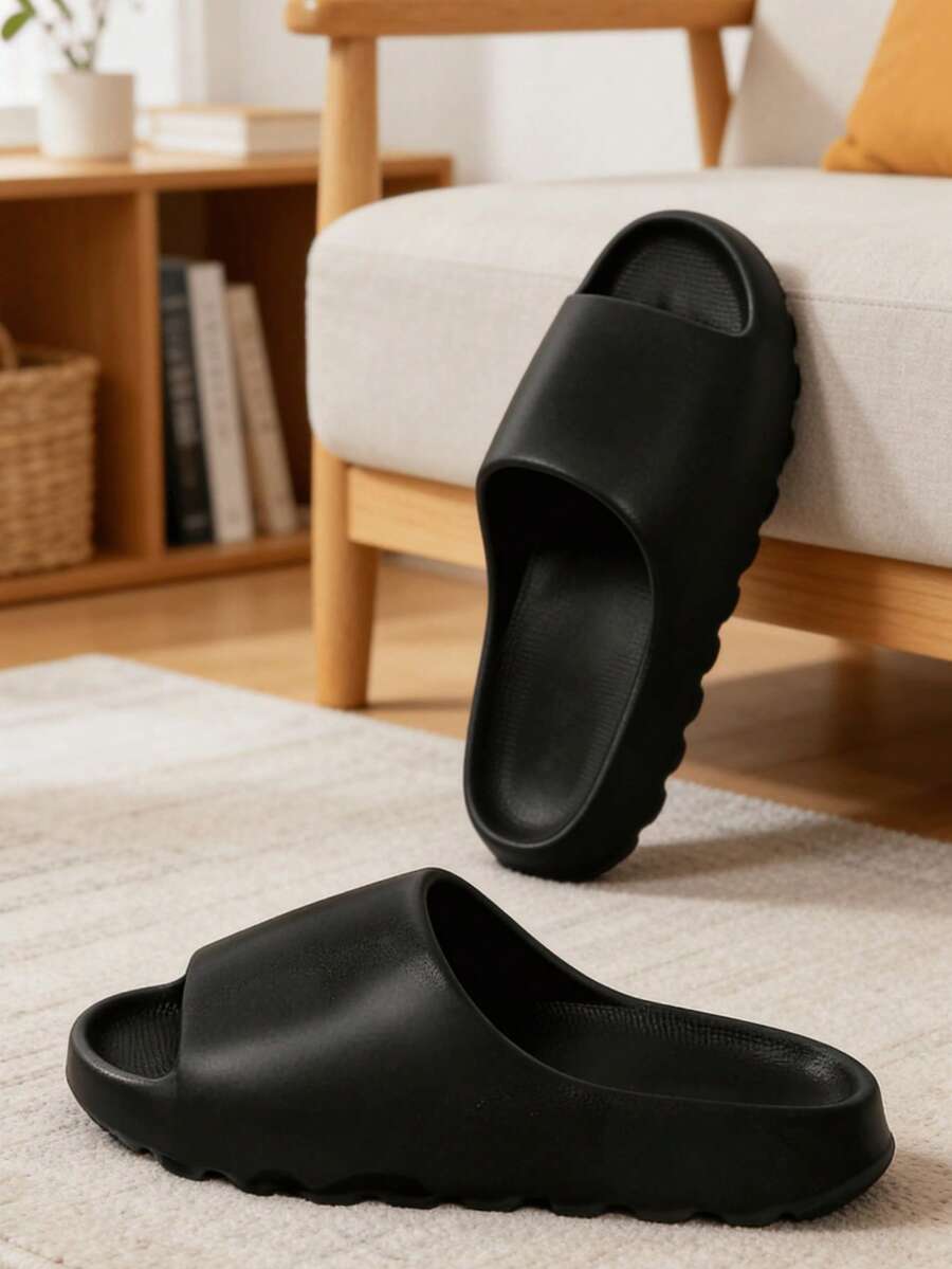 EVA Men's Slippers, Indoor Home Comfortable Slippers, Couples Outdoor Beach Sandals - Black - View 1