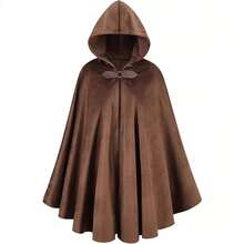 1 chiếc áo choàng dài vừa phải kiểu Viking thời Trung cổ có mũ trùm đầu, màu tối, thích hợp cho mọi mùa. - Nhiều màu - Xem 4