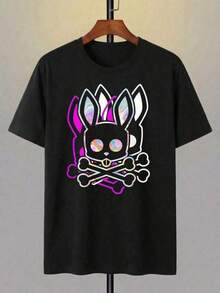 Camiseta corta de manga corta para hombres con diseño sencillo y estampado, estilo moderno y minimalista.Corte corto, cómodo, suave, transpirable y absorbente.Envío exprés desde nuestro almacén local. VEGL - Negro - Ver 3