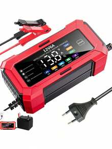 1pc 12V 6A Smart LCD Display Battery Charger, Car Battery Charger, Suitable For 2-100Ah Batteries In Automobiles, Trucks, Motorcycles, Lawn Mowers, Boats, Etc. With Voltage Detection, Temperature Compensation, Auto Stop When Fully Charged, 110V-240V~ Power Supply (EU) - EU Plug - View 9