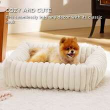 Cute Dog Bed - Washable Soft Pet Bed Rectangular Shaped Plush Soft Dog Bed With Removable Zipper Cover - Multicolor - View 5