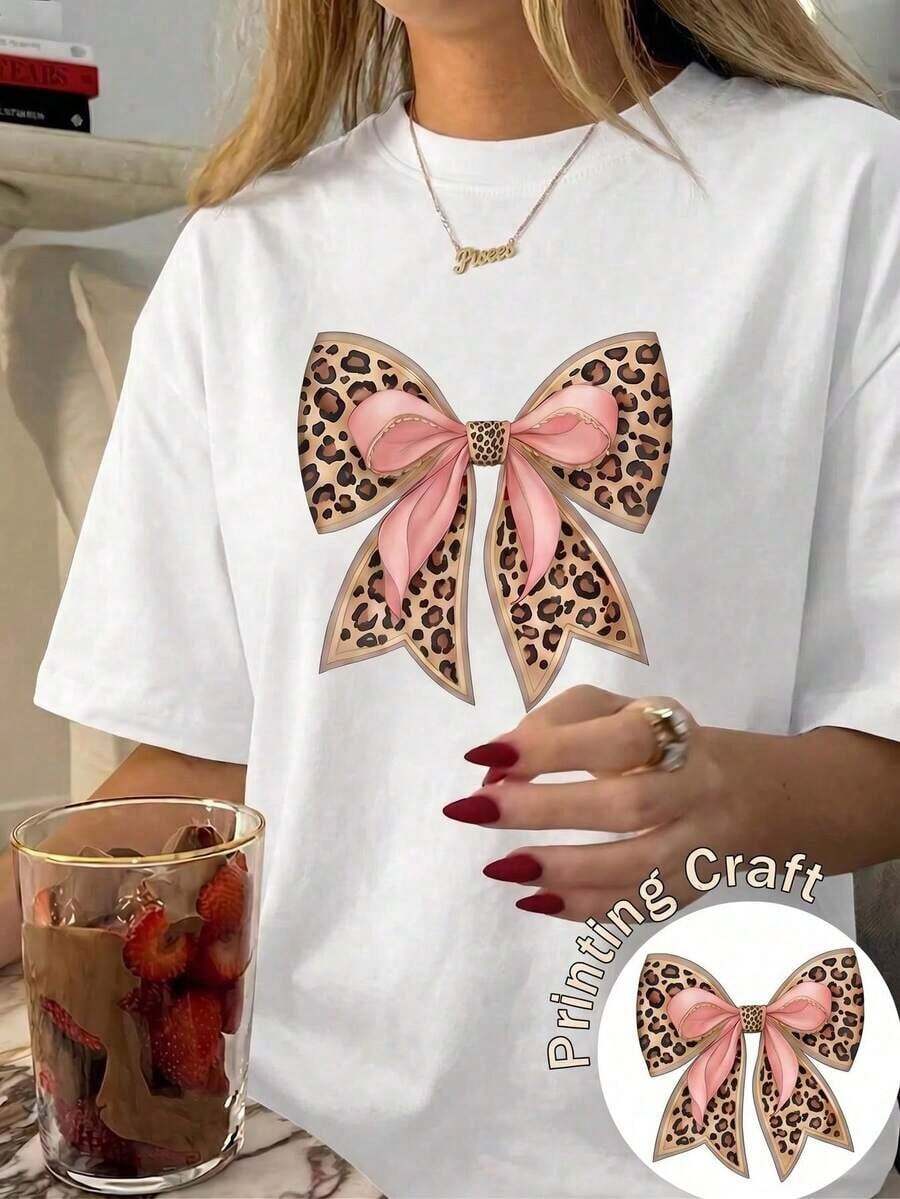 Solt Vintage New Women's Short Sleeve Crew Neck T-Shirt, Spring/Summer Design, Perfectly Combines A Modern And Minimalist Butterfly Knot With English Letter Prints, Breathable And Sweat-Wicking. Direct Shipping From Our Local Warehouse, Couple's Style, Ideal For Matching Couples. Fashion Graphic - 白色的 - 查看 1