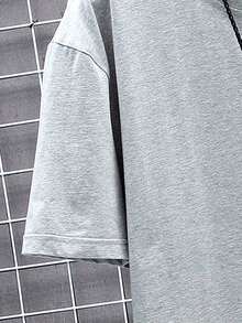 Hombres Camiseta de hombros caídos con estampado de expresión - Gris Claro - Ver 4
