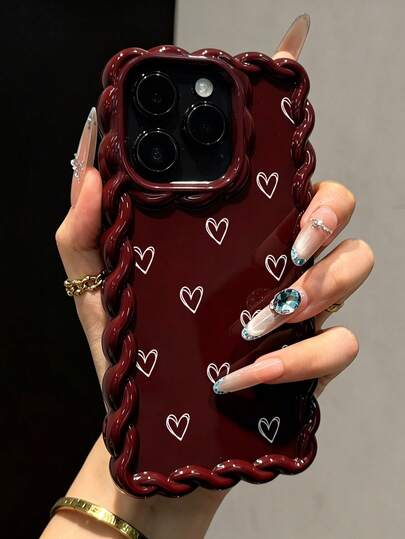 Heart-Shaped Painted Soft Phone Case Compatible With IPhone 17/17 Pro Max, 16/16 Pro/16 Pro Max, 15, XR, 7P/8P, P12 Pro Max, P13 Pro Max, P14 Pro Max, P13, P14, P11, P12, P14, XS/S/XS Max/7/8, Cute & Fashionable Thick Protective Cover