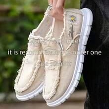2026 New Style Fashionable Ripped Canvas Shoes For Women, Breathable Casual Shoes, Cloth Shoes, Slip-On Lazy Shoes, Work Shoes - Beige - View 2
