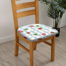 2/4/6pcs Strawberry Plaid Pattern Stretch Seat Cushion Covers, Chair Covers, Suitable For Home Decor, Living Room, Dining Room, Garden, Hotel, Party Events, Washable Polyester Material, Chair Seat Pad Protector - Multicolor - View 5