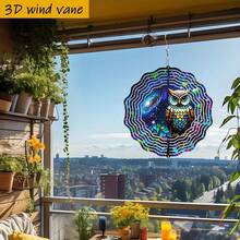 1 pieza Decoración giratoria "Búho sentado en la vid" en 3D, 10in*10in con gancho giratorio de 360°, adecuado para el hogar y el jardín en todas las estaciones (no incluye colgante), estilo aleatorio - A - Ver 5
