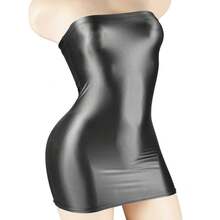 Mini vestido Sexy de satén brillante transparente, minivestido transparente, ajustado, ajustado, liso, para Club - BLANCO - Ver 2