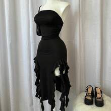 Minivestido Sexy sin tirantes con dobladillo Floral para mujer, minivestido con abertura larga, liso, sin espalda, sin mangas, negro y rosa, 2024 - Negro - Ver 4
