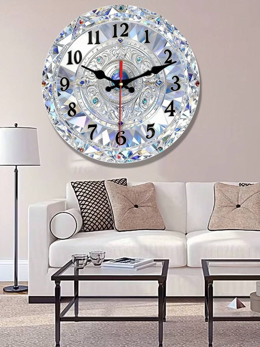 Đồng hồ treo tường trang trí 2D phẳng chủ đề khoáng vật, thiết kế sáng tạo đầy màu sắc cho phòng ngủ, phòng khách, văn phòng, kích thước 10/12 inch (không bao gồm pin), 2D phẳng - Nhiều màu - Xem 1