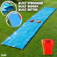 JAMBO MEGA - Tobogán acuático XXL de 40 pies x 7 pies y 2 modelos actualizados para bodyboard Extra largo extra ancho deslizamiento y tobogán para niños, tobogán acuático de césped resistente en el - como en la imagen - Ver 7