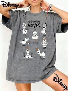 Disney Xuebao Imitates Elsa Mickey's Image "My Signature Moves", Which Is Fun, Creative, Funny, Print Design Sense, Overbalanced Fashion, Making Old T-Shirts, Street Style, Retro Fashion Lovers In Spring And Summer Of 2026, Making Old Round Neck T-Shirts, Unisex, Excellent Gifts. - Xám - Xem 1