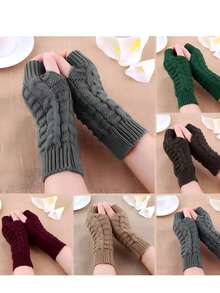 Fingerless Gloves For Women, Winter Soft Warm Wool Knitted - A - View 2