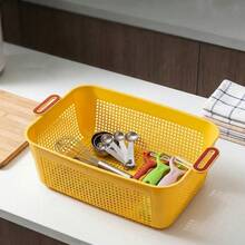 1/2/4pcs Multifunctional Plastic Kitchen Storage Basket, Stackable Ventilated Organizer Basket For Fruit Vegetable Sundries,Suitable For Home Kitchen Cabinet Storage - Multicolor - View 10