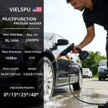 Vielspu Electric Pressure Washer, 750 Max PSI And 1.76 Max GPM, Induction Motor, Onboard Soap Tank, Spray Gun And Wand, 5 Nozzle Set, For Cars/Fences/Driveways/Homes/Patios/Furniture - Xem 3