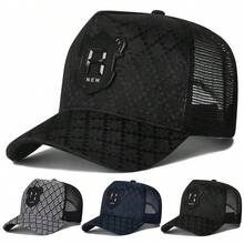 1pc Men's R Trucker Hat, Personalized Letter Baseball Cap, Street Fashion Mesh Cap, Outdoor Sun Protection Casual Hat For Spring And Autumn Travel, Beach Vacation - Multicolor - View 1