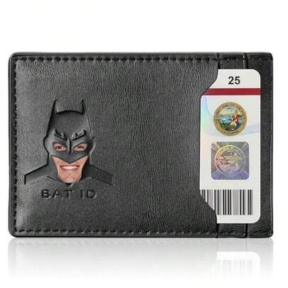 Leather Bat Wallet Superhero Card Holder With Multiple Card Slots Face Eyes Cutout Card Holder Personalized ID Wallet