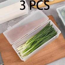 Caja de almacenamiento de alimentos transparente rectangular, recipiente de plástico hermético para el refrigerador para cebolletas, ajo, verduras, fideos, pasta, organizador de cocina apilable con tapa, recipiente de almacenamiento a prueba de olores para el refrigerador, caja de conservación de alimentos de uso múltiple para el hogar y la cocina - Multicolor - Ver 10