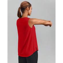 PINSPARK Workout Tops For Women Sleeveless Athletic Tank Tops UPF 50+ Running Tanks With Side Slits Loose Fit Gym Yoga Shirt - Red - View 2