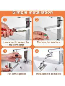 304 Stainless Steel Mechanical Arm Faucet, 360° Rotation, Splash-Proof Design, Multi-Function Adapter - Drinking Water, Includes Kitchen, Bathroom, Toilet Installation Tools, Multi-Function Outlet | Fashionable Design | High-Quality Hardware - Multicolor - View 2