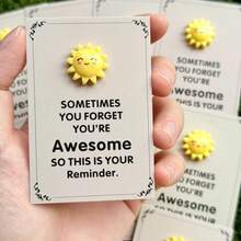 10pcs Set Of Fun Resin Sun Statues With Inspiring Greeting Cards Suitable For Holiday Parties, Gifts And Positive Support Gift - View 3