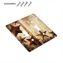 1pc 1 Set/2 Sets Farmhouse Decor Barn Wood Star Design Barn Star Wall Plate Light Switch Cover Decor, Suitable For Room, Kitchen, Bathroom - Star - View 10