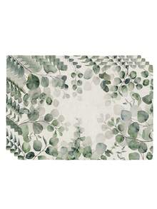 4Pcs Green Watercolor Eucalyptus Leaf Placemats With Gold Lines. Farmhouse Heat-Resistant Placemats For Terrace Round Tables, Holiday Parties, Kitchens, Home Dining Tables, Tea Parties, Etc. - Pastel Green - View 10