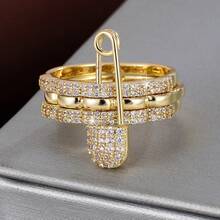 1 chiếc nhẫn nữ thời trang thiết kế lượn sóng có thể tháo rời, đính đá Cubic Zirconia. - Nhiều màu - Xem 13