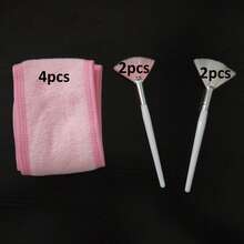 4pcs Adjustable Towel Headbands, With 4pcs Fan-Shaped Brushes, Face Mask Brush, Suitable For Beauticians - Multicolor - View 11