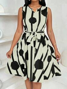 Vestido de talla grande para mujer - Beis - Ver 4