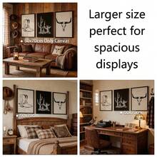 3Pcs Western Line Art Canvas Wall Art Set, Cowboy Boot, Cactus & Longhorn Skull Prints, Rustic Southwest Decor For Living Room, Bedroom & Cabin, Optional Frame - Multicolor - View 5