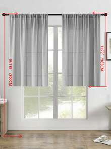 1片/2片亞麻風半透明窗簾，仿亞麻紋理半遮光窗簾布，適用於客廳臥室，仿亞麻半透明紋理亞麻混紡遮光窗簾，現代仿亞麻紋理半透明窗簾，適合客廳臥室居家裝飾 - 灰色 - 查看 34