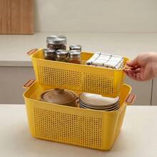 1/2/4pcs Multifunctional Plastic Kitchen Storage Basket, Stackable Ventilated Organizer Basket For Fruit Vegetable Sundries,Suitable For Home Kitchen Cabinet Storage - Multicolor - View 5