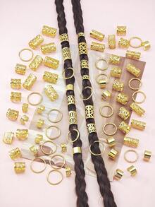 80个金色发圈脏辫发饰套装，街头派对编织发夹发饰，脏辫发饰，适合女性和女孩的波西米亚风辫子发饰 - 金色 - 查看 2