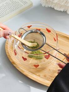 1件/2件/4件/5件装新款心形玻璃抹茶碗茶具套装，高品质抹茶碗，抹茶工具组合，包含抹茶碗、茶筅、茶架、竹勺、抹茶筛，适合抹茶爱好者和初学者，母亲节、长辈的绝佳礼物 - 查看 6
