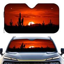 1pc Landscape Printed Car Sunshade, Fits Various Car Models, Decorative Item With UV Protection, Heat Insulation And Privacy Function, Keeps Car Cool, Easy Installation, Foldable For Storage - Sunshade - View 6