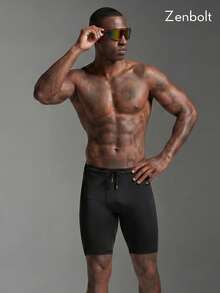 ZenBolt Zen Bote Men's Casual Sports Slim Fit Shorts With Side Pockets, Solid Color Basic Style - Black - View 2