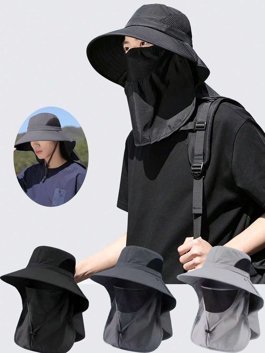 1顶/2顶男女通用纯色宽檐防晒帽,适合户外活动、徒步旅行、钓鱼 - 彩色 - 查看 1