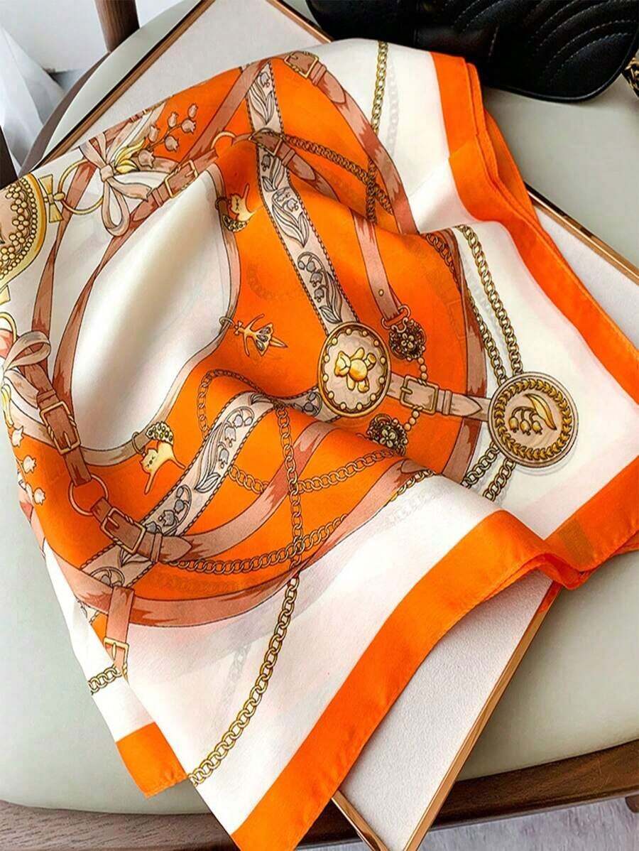70cm Women's Silk-Like Scarf, Print Square Scarf, Neck Scarf, Shawl, Sunscreen Headscarf Bandana,Hair Band,Head Band Ideal For Dressing Up Your Look - 多色 - 查看 1