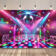 1pc Vibrant Polyester Disco Ball Dance Floor Backdrop, Colorful Party Decor, Suitable For Home, Kitchen, General Use, Easy Installation, Reusable For Home Gatherings, Weddings, Birthdays, Christmas, Thanksgiving, Fall, Indoor/Outdoor Decoration, No Power Supply Needed - Multicolor - View 12