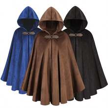1 chiếc áo choàng dài vừa phải kiểu Viking thời Trung cổ có mũ trùm đầu, màu tối, thích hợp cho mọi mùa. - Nhiều màu - Xem 8